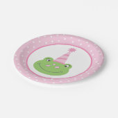 Pink Frog Girl Birthday Party Papieren Bordje (Gekanteld)