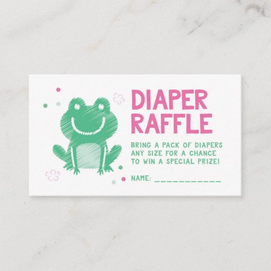 Pink Frog Luier Raffle Ticket Informatiekaartje (Voorkant)