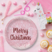 Pink Frost Vrolijk Kerstfeest Papieren Bordje (Feest)