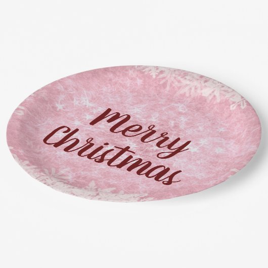 Pink Frost Vrolijk Kerstfeest Papieren Bordje (Gekanteld)