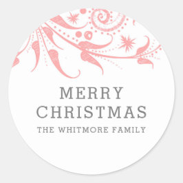 Pink Frost Vrolijk Kerstfeest Ronde Sticker