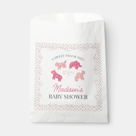Pink Frosted Animal Cookies Baby shower Bedankzakje (Voorkant)