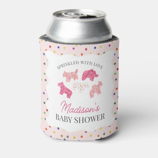 Pink Frosted Animal Cookies Baby shower Blikjeskoeler (Blikje Achterkant)