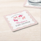 Pink Frosted Animal Cookies Baby shower Kartonnen Onderzetters (Schuin)