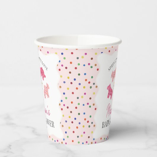 Pink Frosted Animal Cookies Baby shower Papieren Bekers (Links)