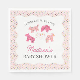 Pink Frosted Animal Cookies Baby shower Servet