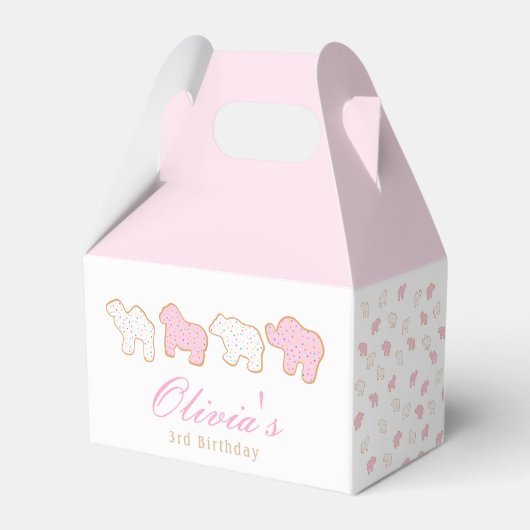 Pink Frosted sprinkle Animal Cookie verjaardagsgas Bedankdoosjes (Achterkant)