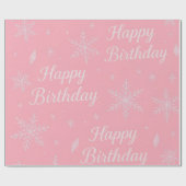 Pink Frozen snowflake Birthday Wrapping Paper Cadeaupapier (Vlak)