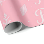 Pink Frozen snowflake Birthday Wrapping Paper Cadeaupapier (Rol Hoek)