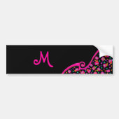 PINK FUCHSIA BLACK ABSTRACT DECO MONOGRAM BUMPERSTICKER (Voorkant)