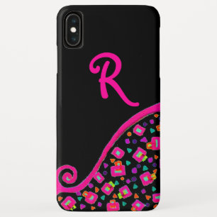 PINK FUCHSIA BLACK ABSTRACT DECO MONOGRAM Case-Mate iPhone CASE