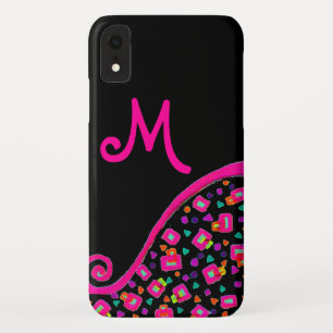 PINK FUCHSIA BLACK ABSTRACT DECO MONOGRAM Case-Mate iPhone CASE