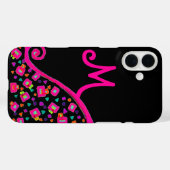 PINK FUCHSIA BLACK ABSTRACT DECO MONOGRAM Case-Mate iPhone CASE (Achterkant (horizontaal))