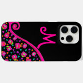 PINK FUCHSIA BLACK ABSTRACT DECO MONOGRAM Case-Mate iPhone CASE (Achterkant (horizontaal))