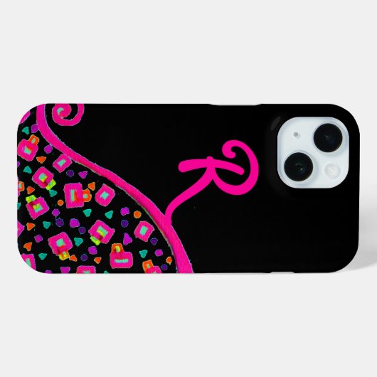 PINK FUCHSIA BLACK ABSTRACT DECO MONOGRAM Case-Mate iPhone CASE (Achterkant (horizontaal))