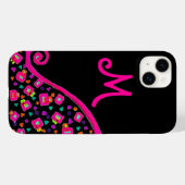 PINK FUCHSIA BLACK ABSTRACT DECO MONOGRAM Case-Mate iPhone CASE (Achterkant (horizontaal))
