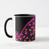 PINK FUCHSIA BLACK ABSTRACT DECO MONOGRAM MOK (Links)