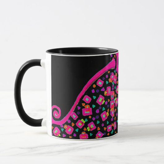 PINK FUCHSIA BLACK ABSTRACT DECO MONOGRAM MOK (Links)