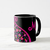 PINK FUCHSIA BLACK ABSTRACT DECO MONOGRAM MOK (Voorkant rechts)