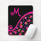 PINK FUCHSIA BLACK ABSTRACT DECO MONOGRAM MUISMAT (Met muis)