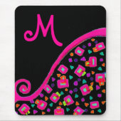 PINK FUCHSIA BLACK ABSTRACT DECO MONOGRAM MUISMAT (Voorkant)