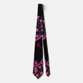 PINK FUCHSIA BLACK ABSTRACT DECO MONOGRAM STROPDAS (Voorkant)