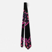 PINK FUCHSIA BLACK ABSTRACT DECO MONOGRAM STROPDAS (Achterkant)