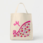 PINK FUCHSIA BLACK ABSTRACT DECO MONOGRAM TOTE BAG (Voorkant)