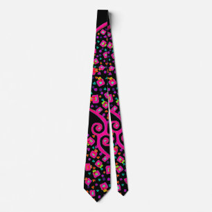 PINK FUCHSIA BLACK ABSTRACT DECO STROPDAS