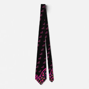 PINK FUCHSIA BLACK ABSTRACT DECO STROPDAS