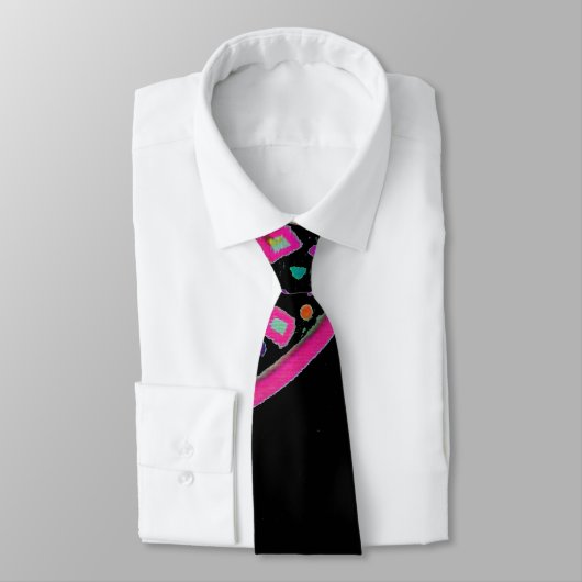 PINK FUCHSIA BLACK ABSTRACT DECO STROPDAS (Gebonden)