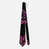 PINK FUCHSIA BLACK ABSTRACT DECO STROPDAS (Voorkant)