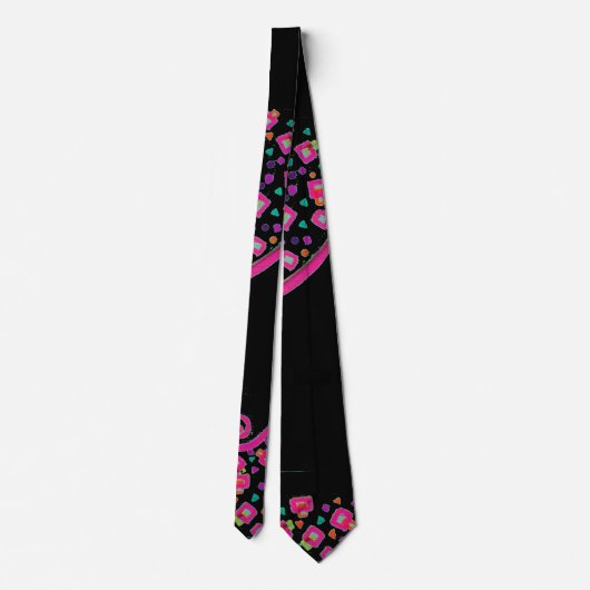 PINK FUCHSIA BLACK ABSTRACT DECO STROPDAS (Achterkant)