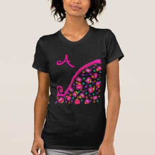 PINK FUCHSIA BLACK ABSTRACTE DECO MONOGRAM T-SHIRT