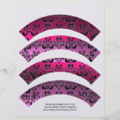 PINK FUCHSIA BLACK DAMASK CUPCAKE LINER CUTOUT (Voorkant)