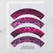PINK FUCHSIA BLACK DAMASK CUPCAKE LINER CUTOUT (Voorkant / Achterkant)