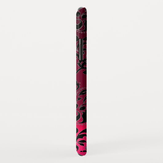 PINK FUCHSIA BLACK DAMASK GEM MONOGRAM Case-Mate iPhone CASE (Achterkant/rechts)