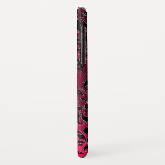 PINK FUCHSIA BLACK DAMASK GEM MONOGRAM Case-Mate iPhone CASE (Achterkant/links)