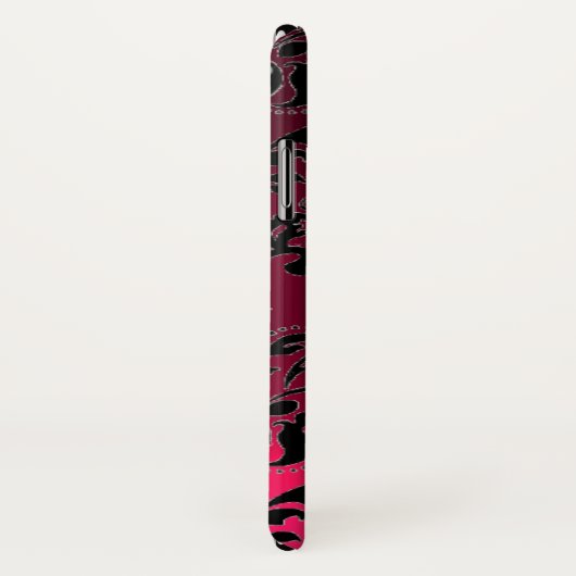 PINK FUCHSIA BLACK DAMASK GEMSTONE MONOGRAM Case-Mate iPhone CASE (Achterkant / rechts)