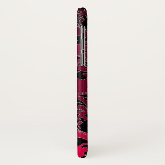 PINK FUCHSIA BLACK DAMASK GEMSTONE MONOGRAM Case-Mate iPhone CASE (Achterkant/links)