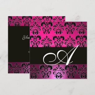 PINK, FUCHSIA BLACK, PAARSE DAMASKWITMONOGRAM KAART