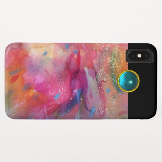 PINK FUCHSIA BLUE ABSTRACT Aquamarine Case-Mate iPhone Case (Achterkant (horizontaal))