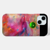 PINK FUCHSIA BLUE ABSTRACT Green Emerald Gemstone Case-Mate iPhone Case (Achterkant (horizontaal))