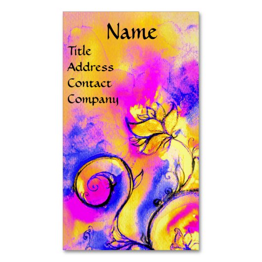 PINK FUCHSIA BLUE GEEL WIT-STROMEN MAGNETISCH VISITEKAARTJE (Voorkant Verticaal)