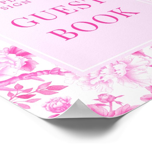 Pink Fuchsia Chinoiserie Porcelain Guestbook Sign Poster (Hoek)