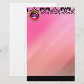 PINK FUCHSIA DAMASK AMETHYST GEM STONE MONOGRAM BRIEFPAPIER (Voorkant / Achterkant)
