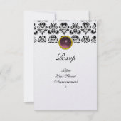 PINK FUCHSIA DAMASK GEM MONOGRAM paars rsvp-ijs Kaart (Achterkant)
