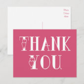 Pink Fuchsia Dank u Hart Groeten Briefkaart (Voorkant / Achterkant)