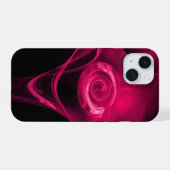 PINK FUCHSIA FRACTAL ROOS iPhone 15 CASE (Achterkant horizontaal)