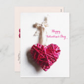 PINK FUCHSIA-GEBREIDE HART, VALENTIJNSDAG FEESTDAGENKAART (Voorkant / Achterkant)